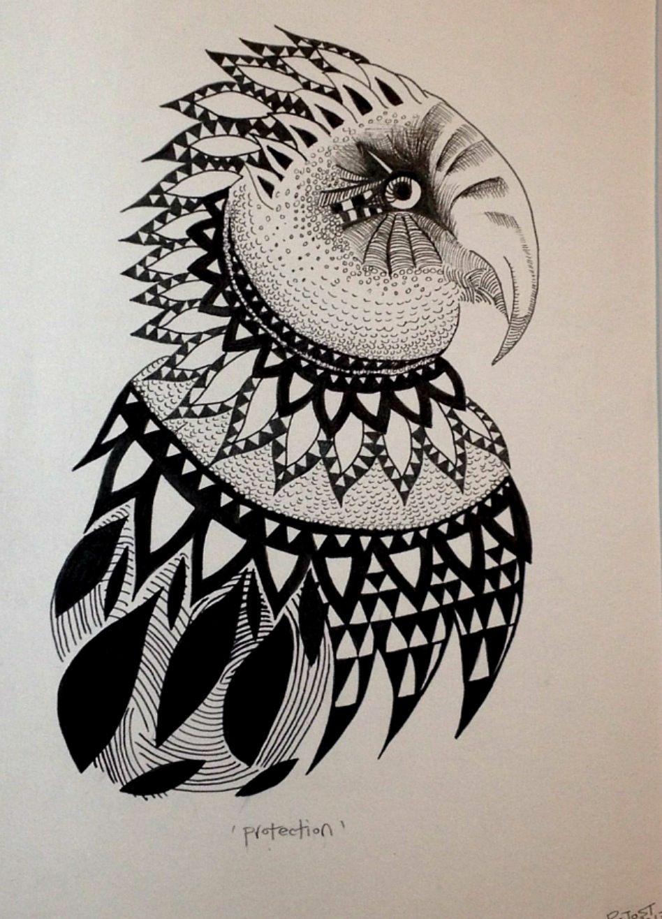 948x1316 Protection. Drawing. Owl. The Wise One. Phoebe Jost Art Poster