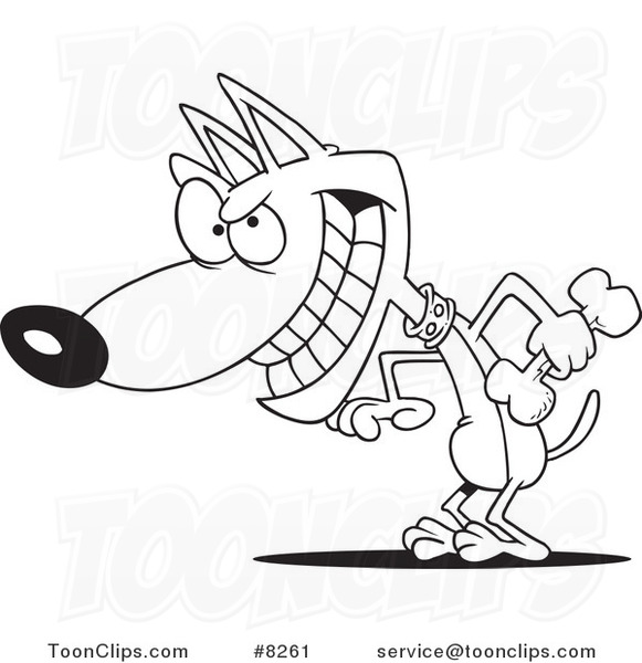 581x600 Cartoon Blacknd White Line Drawing Of Psychotic Dog Holding