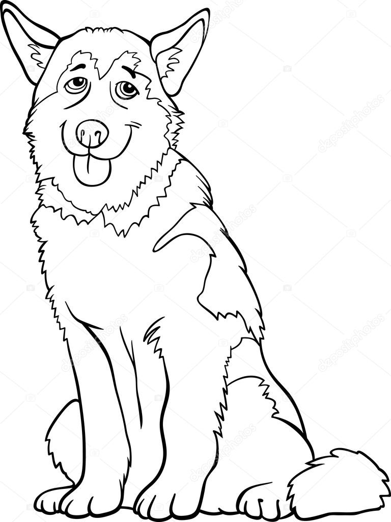 768x1024 Husky Or Malamute Dog Cartoon For Coloring Stock V On Willow