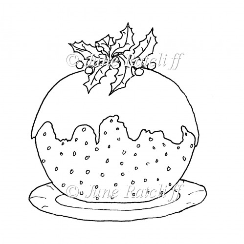 499x500 Christmas Pudding Digital Stampline Art