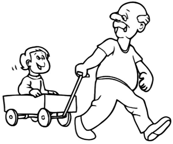 600x500 Grandfather Pulling Me On Cart Coloring Pages Color Luna