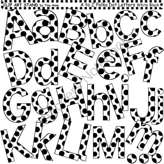 550x550 Clip Art Letters And Punctuation Polka Dots White And Black