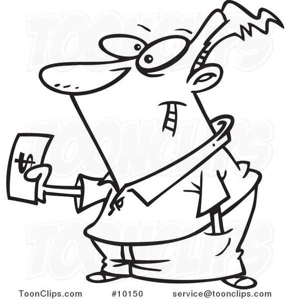581x600 Cartoon Black And White Line Drawing Of A Guy Making A Purchase