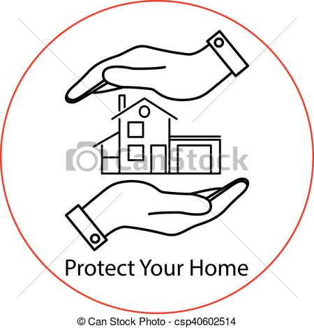 450x470 Icon House In Hands. Vector Illustration For Protection