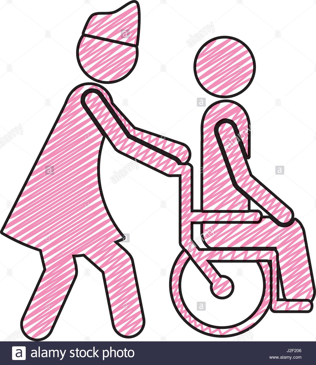 1204x1390 Color Pencil Drawing Of Nurse Helping Another Person Push A Stock