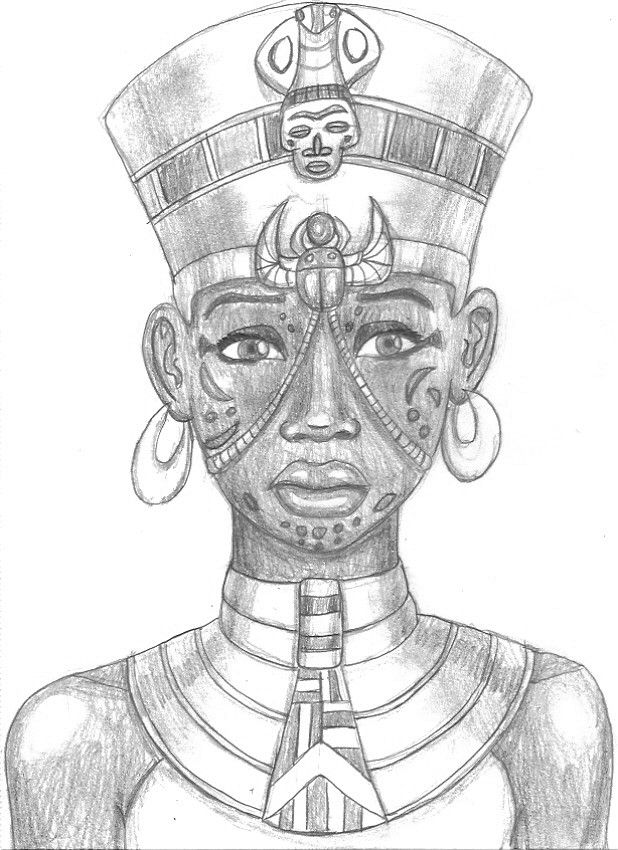 618x850 Old Graphite Drawing Of An Egyptian Queen Who's Not Supposed