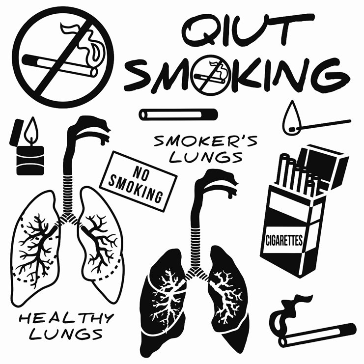 741x741 Quit Smoking Design Elements Printable Image Illustration Sketch