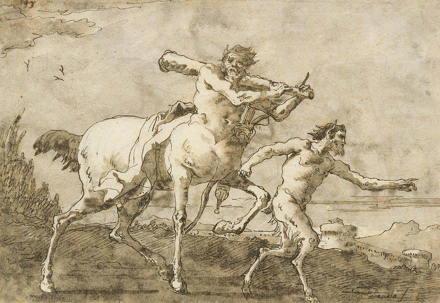 900x620 Satyr Leading A Centaur, Who Carries A Club, Bow And Quiver