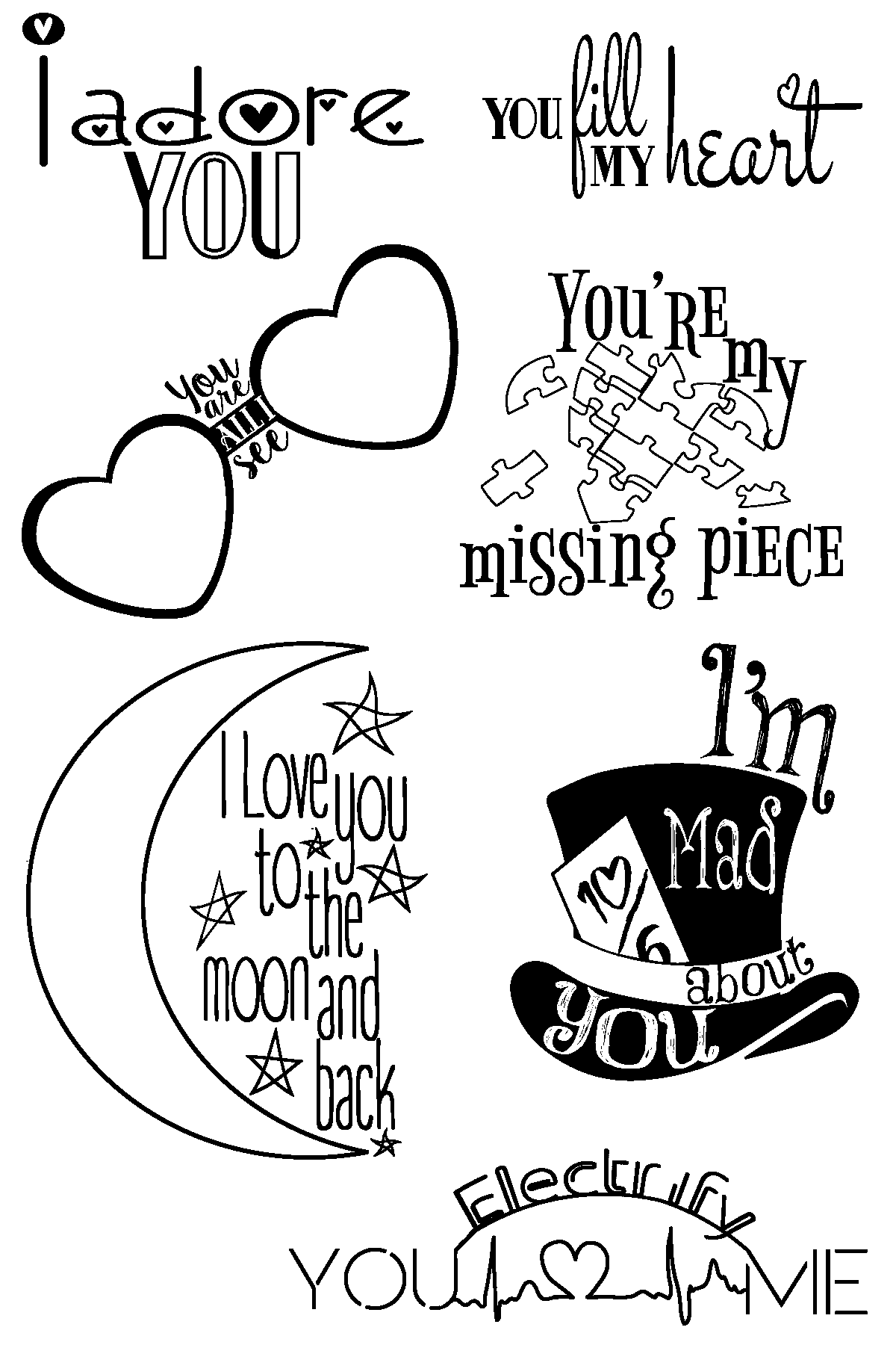 1200x1800 Love Quotes Clear Stamps