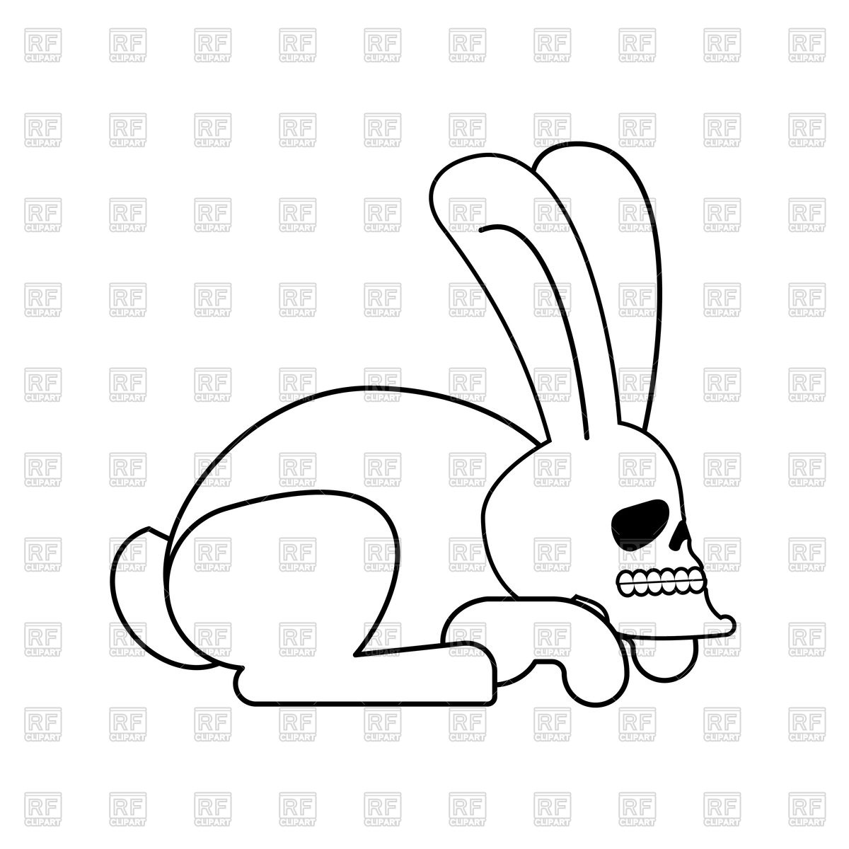 1200x1200 Rabbit Skull. White Bunny With Skeleton Head With Ears Vector