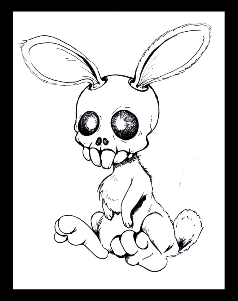 768x970 Skull Bunny Lines By Katchan666