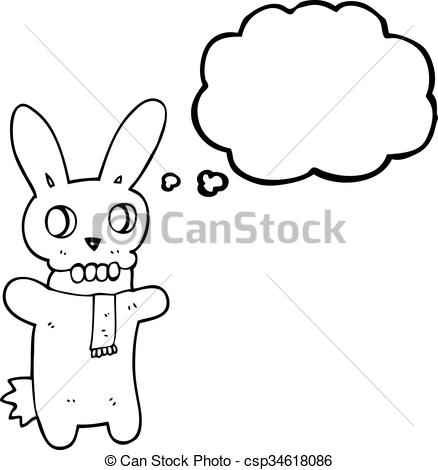 438x470 Freehand Drawn Thought Bubble Cartoon Spooky Skull Rabbit Vector