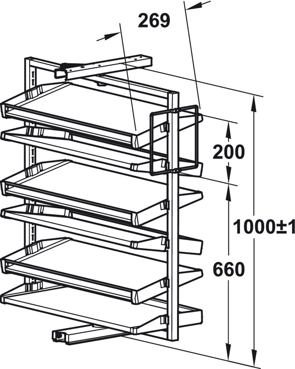 585x730 Pull Out Shoe Rack, Rotating For Up To 20 Or 50 Pairs