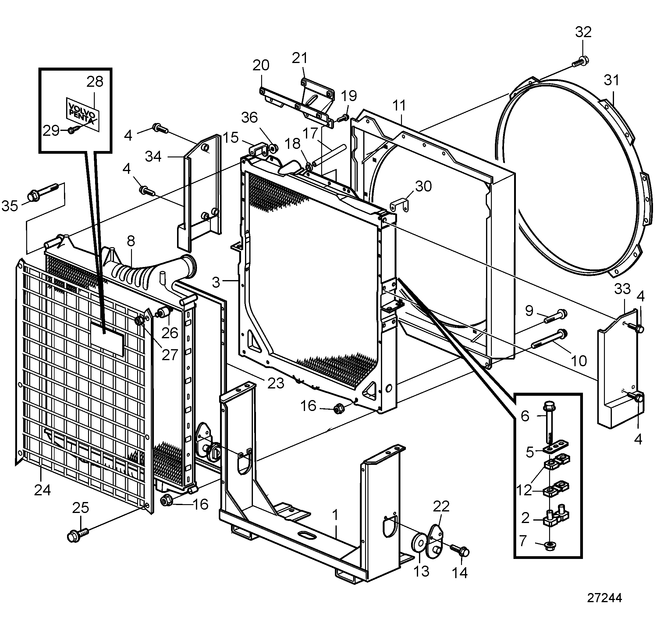 2202x2053 Radiator, Suction Visco Fan