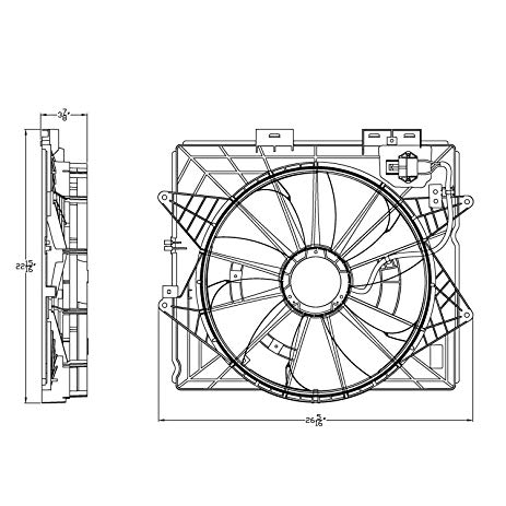 463x463 Cpp Radiator Cooling Fan Assembly For Cadillac Cts