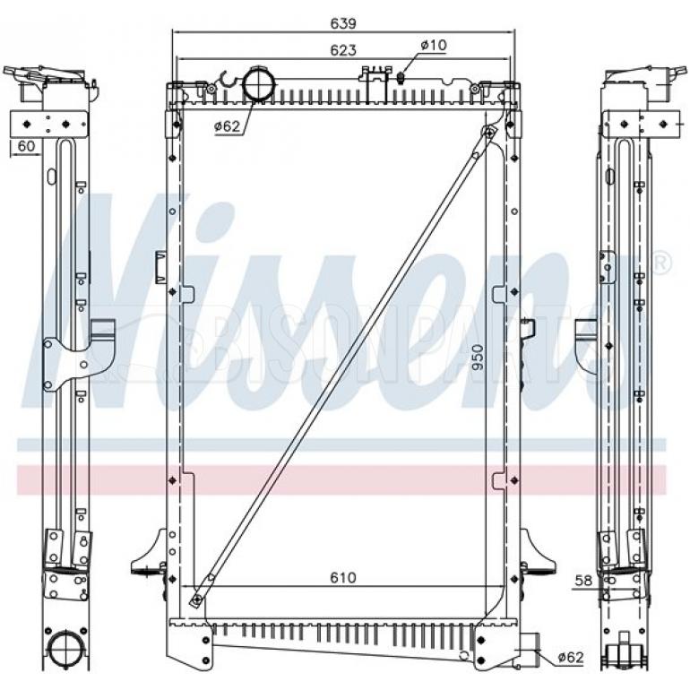 770x770 Radiator To Suit Daf 85 Cf (98 ), Cf 85 (01 ) 950 X 610 X 58