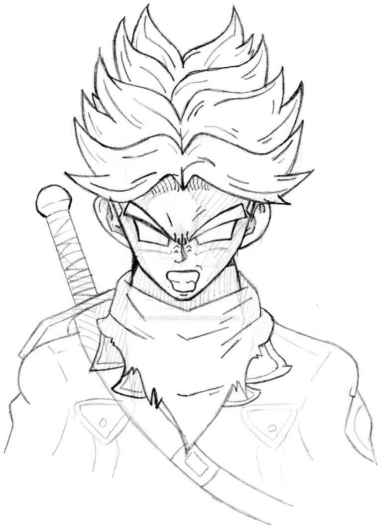 759x1054 Super Saiyan Rage Trunks Sketch By Fantasyrebirth96
