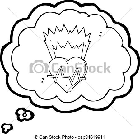 450x452 Freehand Drawn Thought Bubble Cartoon Heart Rate Vector Clip Art