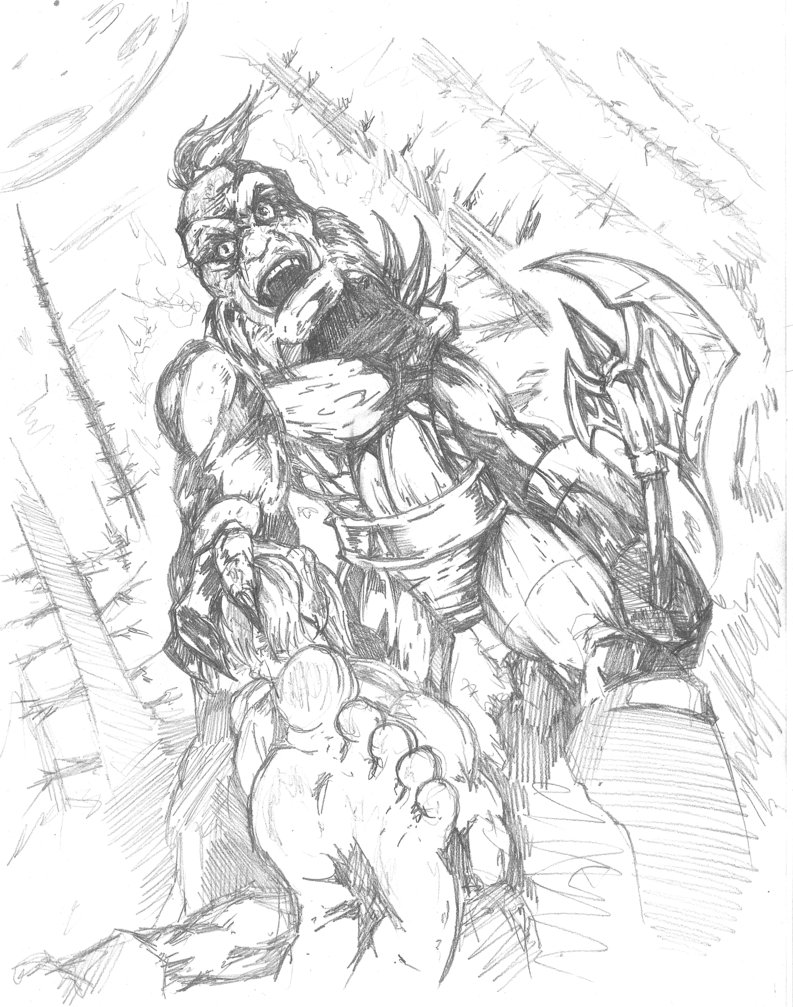 793x1007 Orc Warrior Pencil By Polystyrate