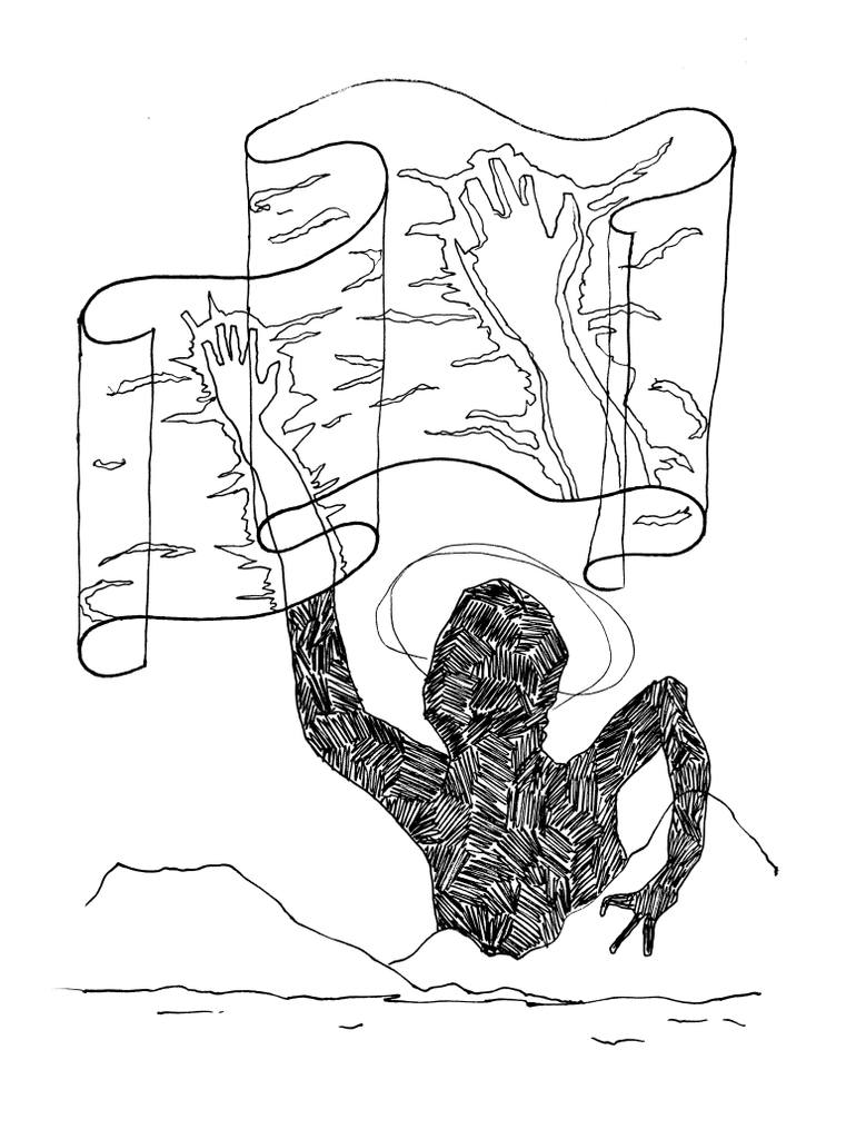 770x1015 Saatchi Art Burnt Figure Reaching For Scrim Drawing By Jay Moysey