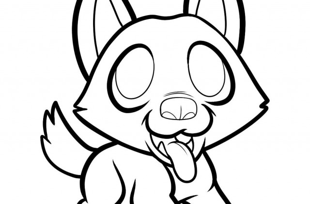 640x420 Husky Coloring Page