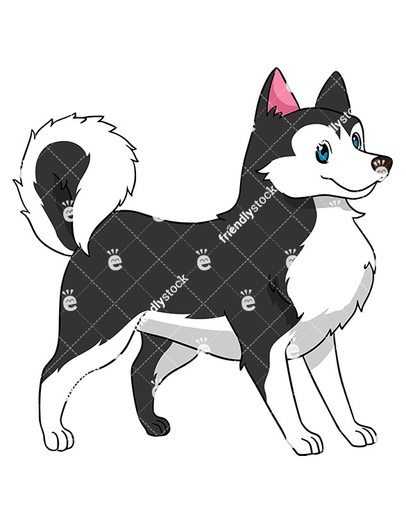 585x755 Collection Of Siberian Husky Cartoon Drawing High Quality