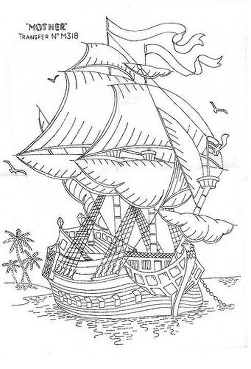 491x720 Realistic Traditional Sailing Ship Difficult Coloring Pages