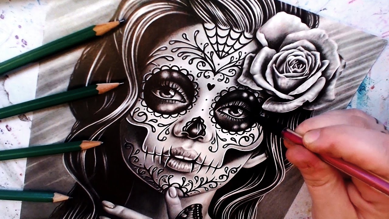 1280x720 Watch Me Draw Serenity Sugar Skull Girl Portrait