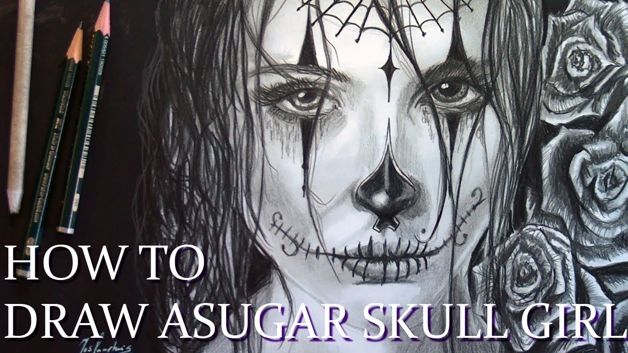 1280x720 How To Draw A Sugar Skull Girl Realistic Mexican Holiday, Day