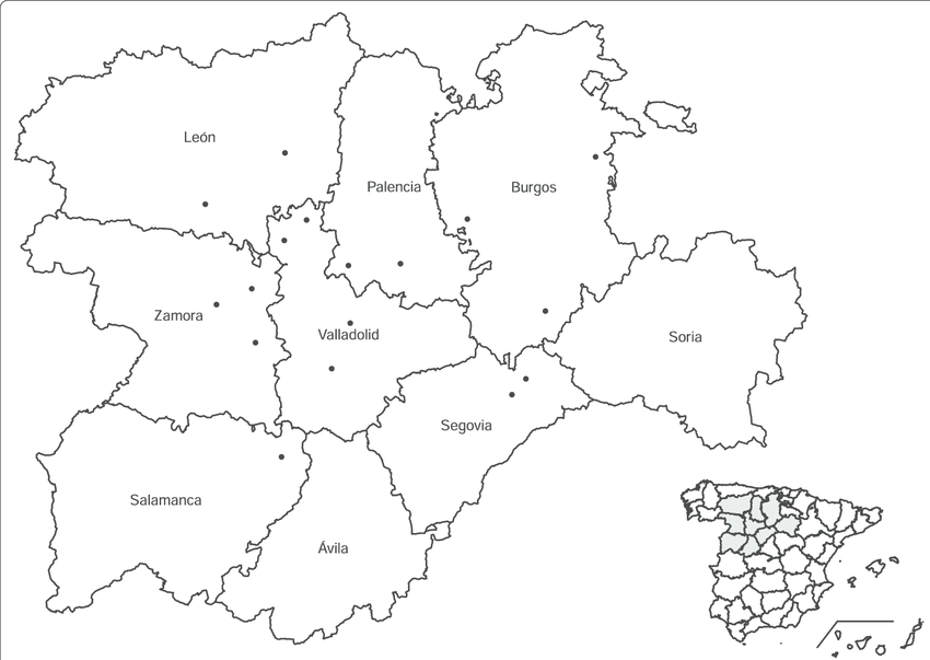 850x603 Map Of Region Of Castilla Y Leon (Spain). Map Shows