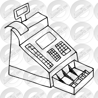380x380 Cash Register Outline For Classroom Therapy Use