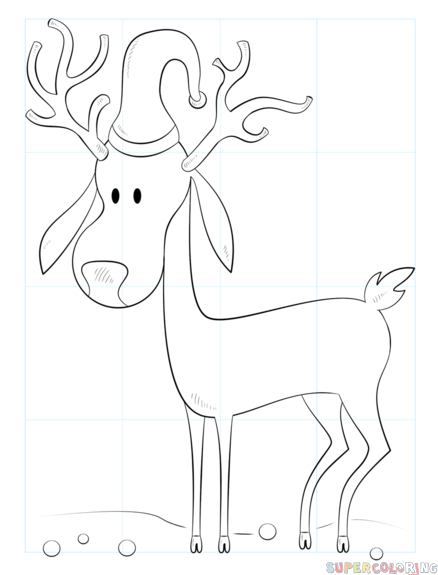438x575 How To Draw A Cartoon Christmas Reindeer Step By Step. Drawing
