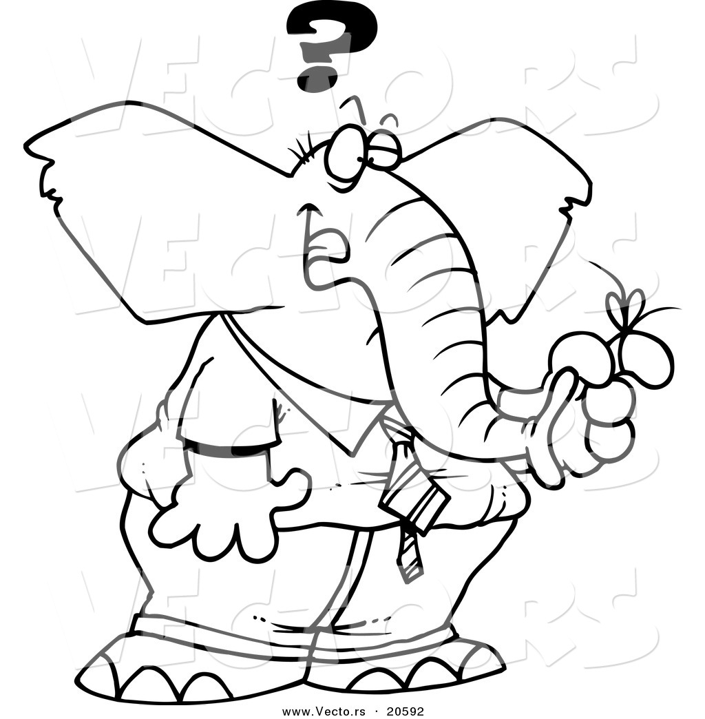 1024x1044 Vector Of A Cartoon Reminder String On A Forgetful Elephant'S