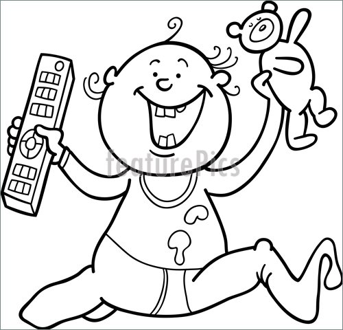 500x480 Illustration Of Boy With Remote Control And Teddy Bear
