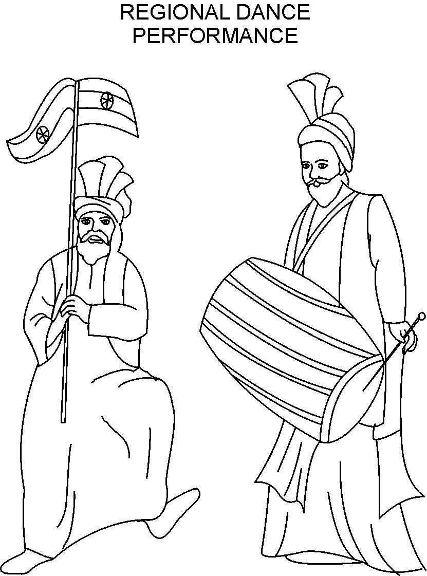 831x1121 Republic Day Dance Performance Coloring Page