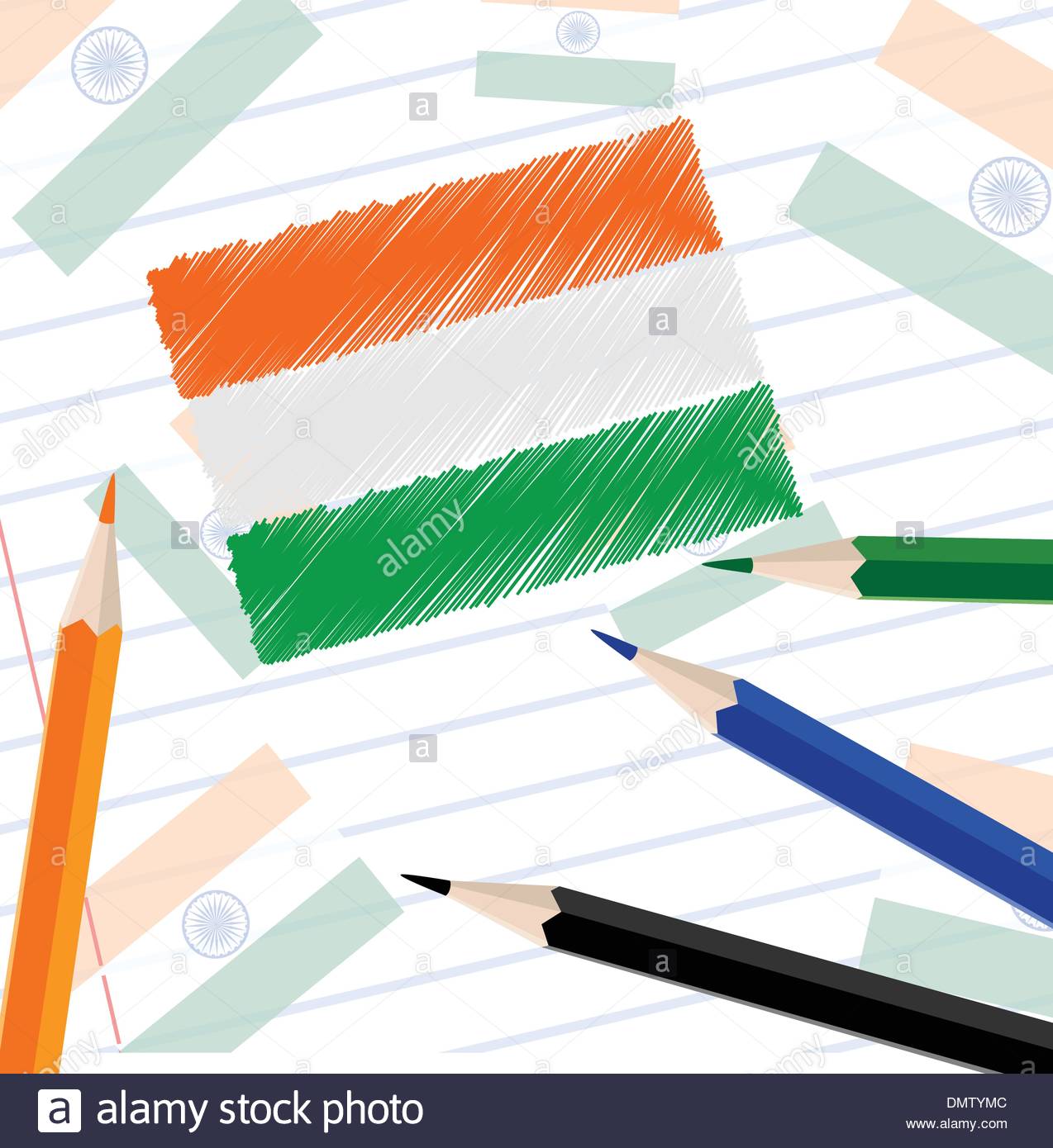 1274x1390 Indian National Flag Sketch On Note Book Paper For Republic Day