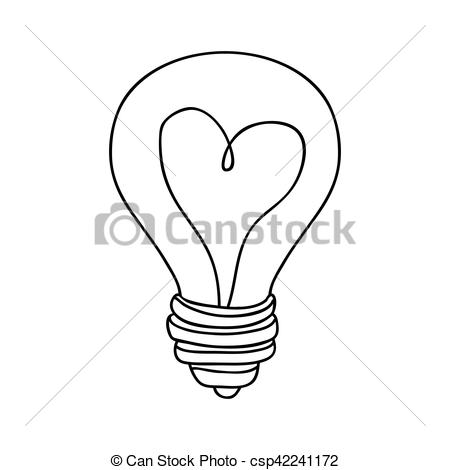 450x470 Silhouette Contour Bulb With Resistance In Shape Heart Vector