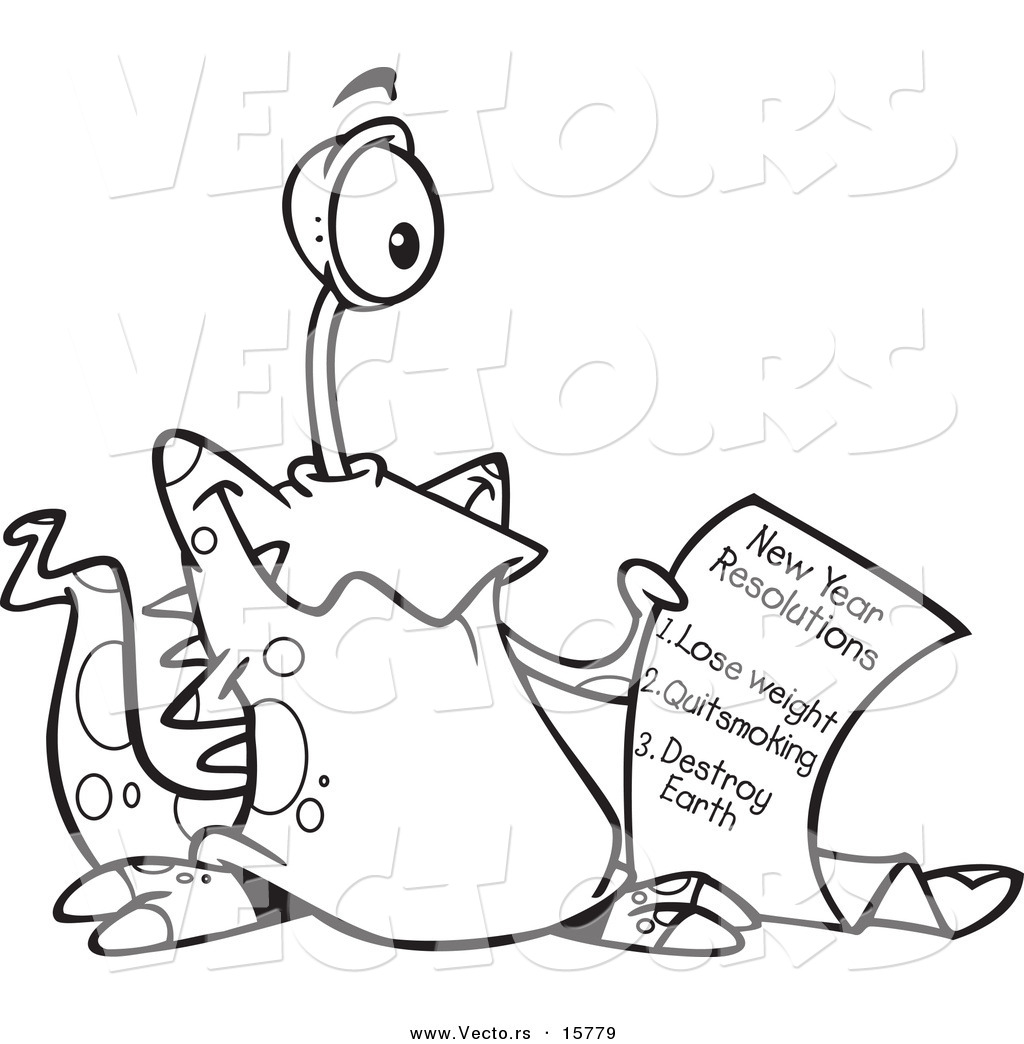 1024x1044 Vector Of A Cartoon New Year Resolution Alien