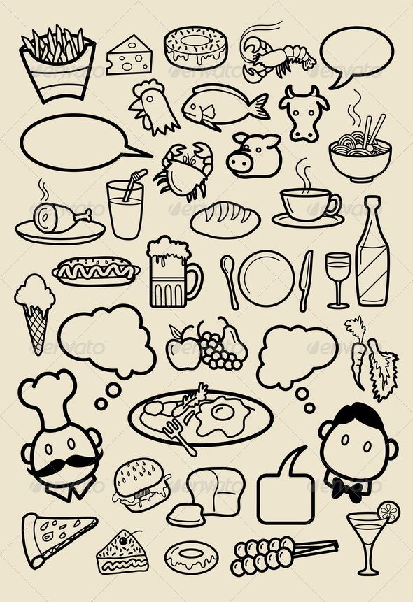 590x861 Restaurant Icon Sketches Hand Drawings, Change