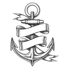 235x235 Vector Hand Drawn Anchor Sketch With Blank Ribbon Vector Art