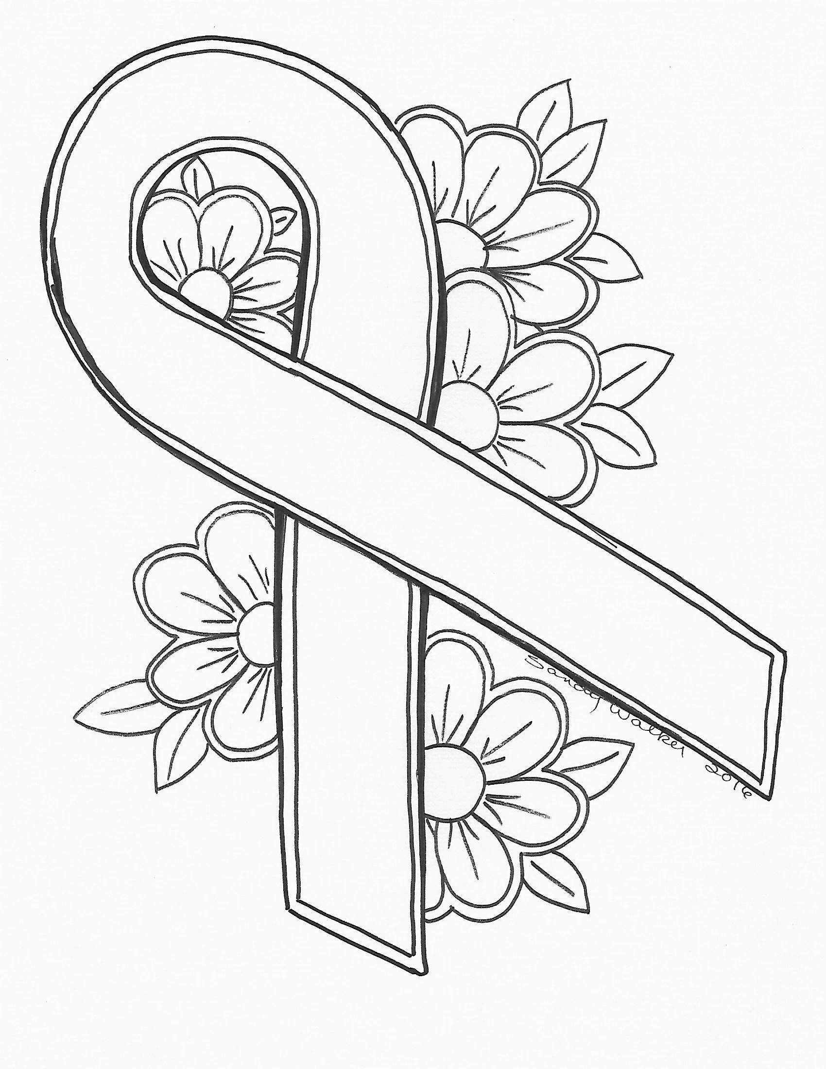 1700x2200 An Original By Sandra Walker 2016. Ribbon For Cancer, Color It Any