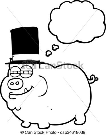 372x470 Freehand Drawn Thought Bubble Cartoon Rich Pig.
