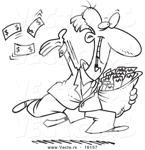 600x620 Vector Of A Cartoon Charitable Rich Businessman Throwing Money