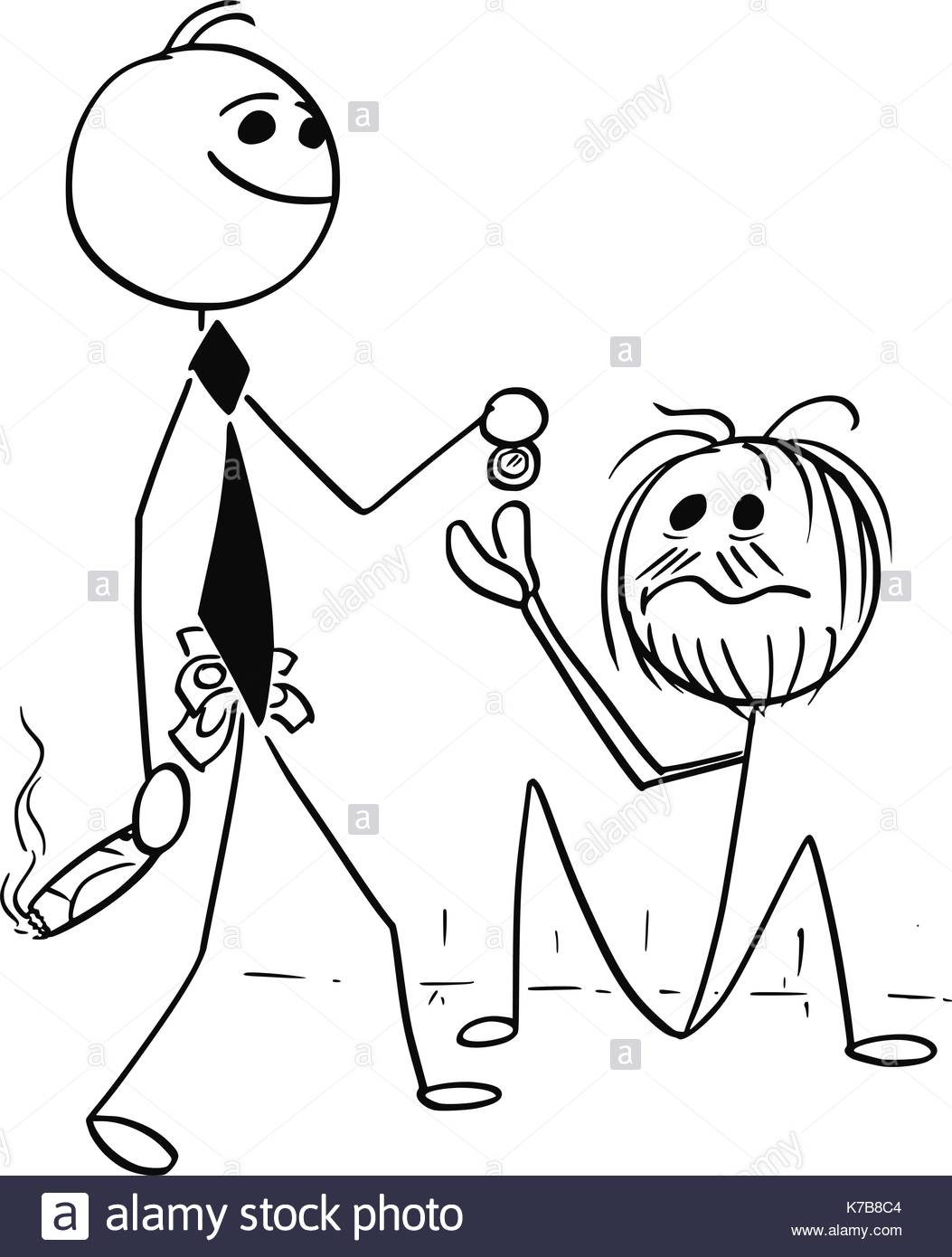 1053x1390 Cartoon Stick Man Illustration Of Smiling Rich Business Man Stock