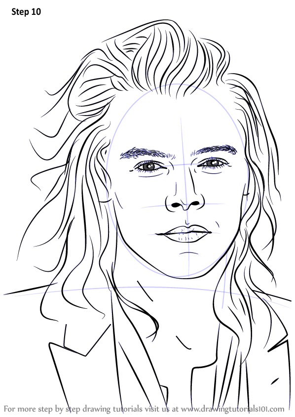 598x844 Learn How To Draw Harry Styles (Singers) Step By Step Drawing