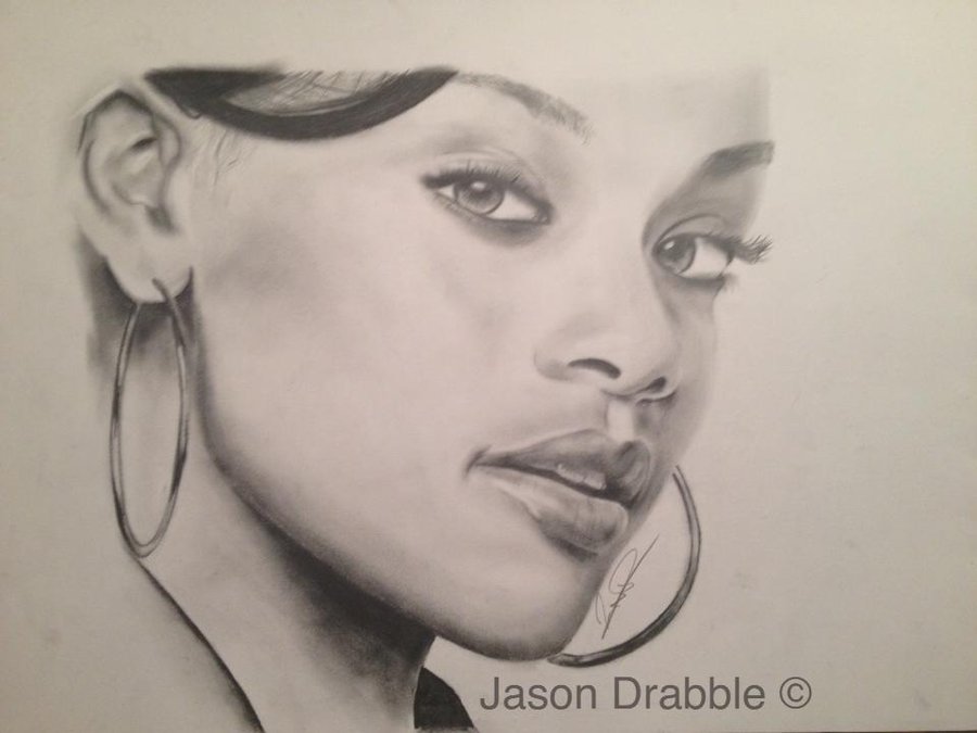 900x675 Rihanna Shaded Drawing By Jason Drabble