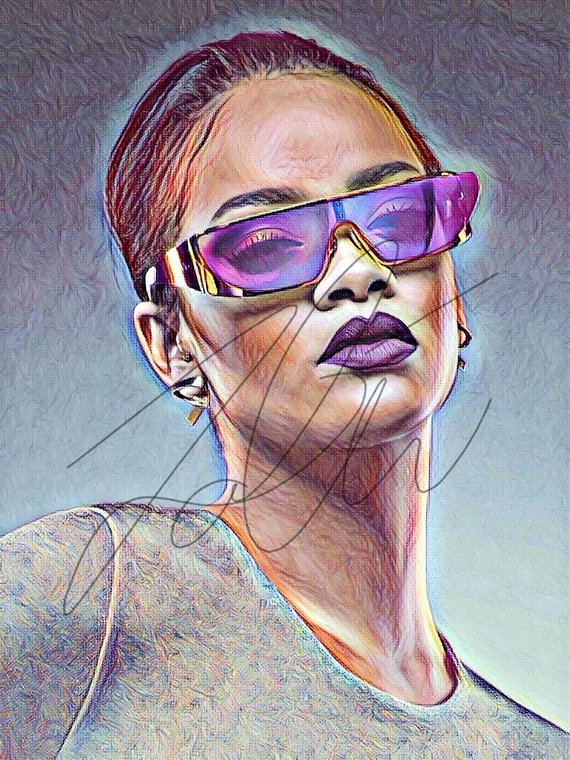 570x760 Rihanna Sketch Drawing Illustration Wall Art Card Matte Print