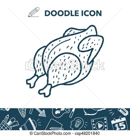 450x470 Roast Chicken Doodle Drawing Eps Vector