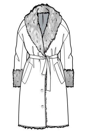 313x469 Robe Style Coat Technical Drawing Sketches