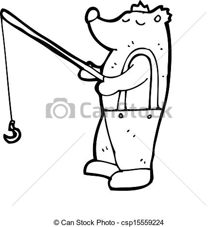 450x470 Cartoon Bear With Fishing Rod.
